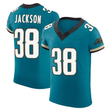 Men's Jacksonville Jaguars ＃38 Ja'Quinden Jackson Teal Elite Prowler Throwback Vapor F.U.S.E. Jersey