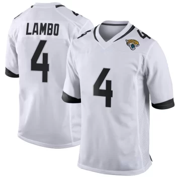 Men's Jacksonville Jaguars ＃4 Josh Lambo White Game Jersey