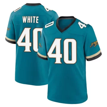 Men's Jacksonville Jaguars ＃40 Aydan White Teal Game Prowler Throwback Jersey