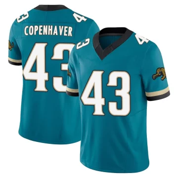 Men's Jacksonville Jaguars ＃43 John Copenhaver Teal Limited Prowler Throwback Vapor F.U.S.E. Jersey