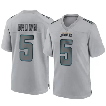 Men's Jacksonville Jaguars ＃5 Dyami Brown Gray Game Atmosphere Fashion Jersey