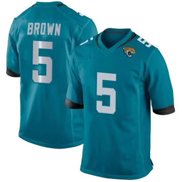 Men's Jacksonville Jaguars ＃5 Dyami Brown Teal Game Jersey