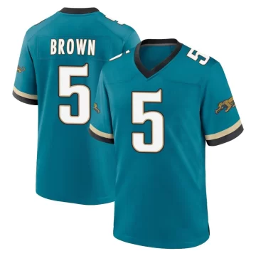 Men's Jacksonville Jaguars ＃5 Dyami Brown Teal Game Prowler Throwback Jersey