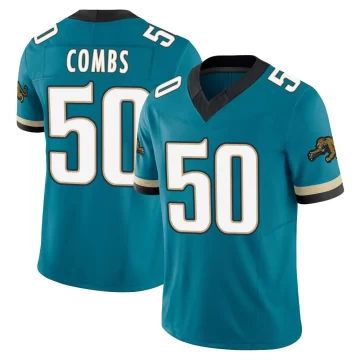 Men's Jacksonville Jaguars ＃50 Branson Combs Teal Limited Prowler Throwback Vapor F.U.S.E. Jersey