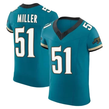 Men's Jacksonville Jaguars ＃51 Ventrell Miller Teal Elite Prowler Throwback Vapor F.U.S.E. Jersey