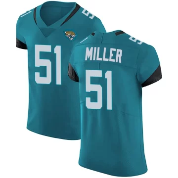 Men's Jacksonville Jaguars ＃51 Ventrell Miller Teal Elite Vapor Untouchable Alternate Jersey