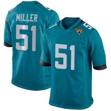 Men's Jacksonville Jaguars ＃51 Ventrell Miller Teal Game Jersey