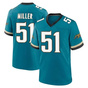 Men's Jacksonville Jaguars ＃51 Ventrell Miller Teal Game Prowler Throwback Jersey