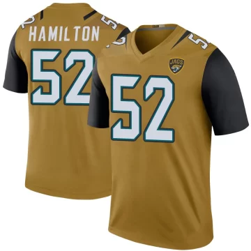 Men's Jacksonville Jaguars ＃52 DaVon Hamilton Gold Legend Color Rush Bold Jersey