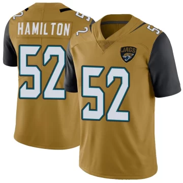 Men's Jacksonville Jaguars ＃52 DaVon Hamilton Gold Limited Color Rush Vapor Untouchable Jersey