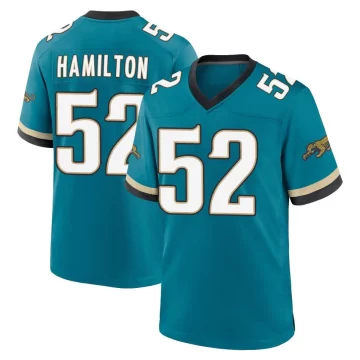 Men's Jacksonville Jaguars ＃52 DaVon Hamilton Teal Game Prowler Throwback Jersey