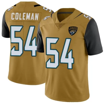 Men's Jacksonville Jaguars ＃54 DJ Coleman Gold Limited Color Rush Vapor Untouchable Jersey