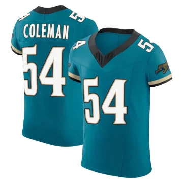 Men's Jacksonville Jaguars ＃54 DJ Coleman Teal Elite Prowler Throwback Vapor F.U.S.E. Jersey