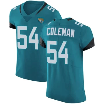 Men's Jacksonville Jaguars ＃54 DJ Coleman Teal Elite Vapor Untouchable Alternate Jersey