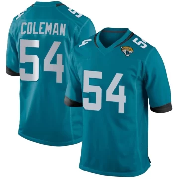 Men's Jacksonville Jaguars ＃54 DJ Coleman Teal Game Jersey