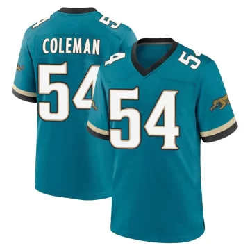 Men's Jacksonville Jaguars ＃54 DJ Coleman Teal Game Prowler Throwback Jersey
