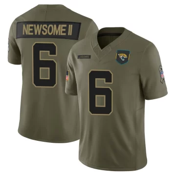 Men's Jacksonville Jaguars ＃6 Greg Newsome II Olive Limited 2025 Salute to Service Jersey