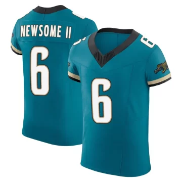 Men's Jacksonville Jaguars ＃6 Greg Newsome II Teal Elite Prowler Throwback Vapor F.U.S.E. Jersey