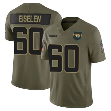 Men's Jacksonville Jaguars ＃60 Dieter Eiselen Olive Limited 2025 Salute to Service Jersey
