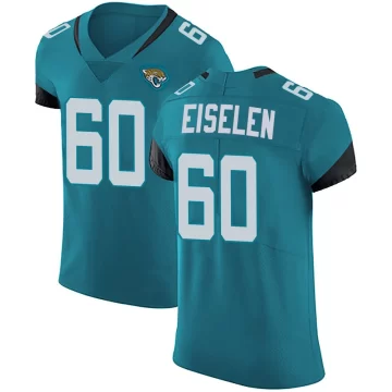 Men's Jacksonville Jaguars ＃60 Dieter Eiselen Teal Elite Vapor Untouchable Alternate Jersey