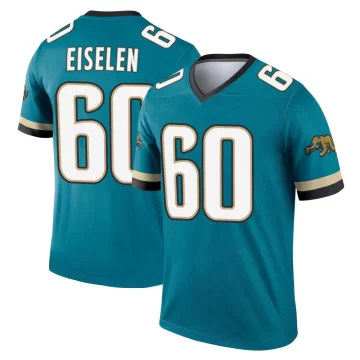 Men's Jacksonville Jaguars ＃60 Dieter Eiselen Teal Legend Prowler Throwback Jersey