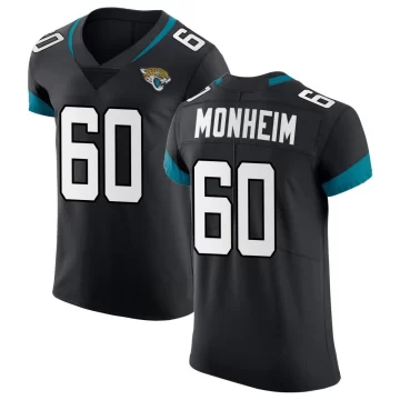 Men's Jacksonville Jaguars ＃60 Jonah Monheim Black Elite Vapor Untouchable Jersey