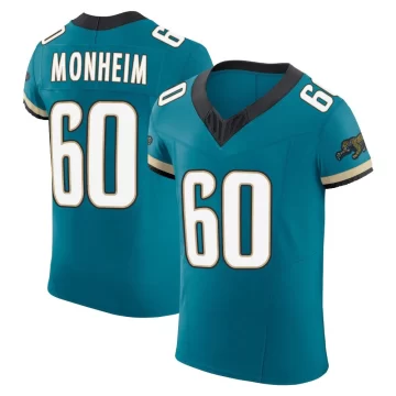 Men's Jacksonville Jaguars ＃60 Jonah Monheim Teal Elite Prowler Throwback Vapor F.U.S.E. Jersey