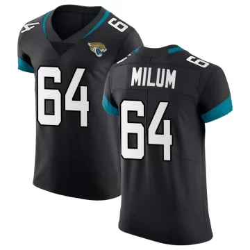 Men's Jacksonville Jaguars ＃64 Wyatt Milum Black Elite Vapor Untouchable Jersey