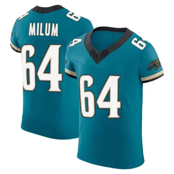 Men's Jacksonville Jaguars ＃64 Wyatt Milum Teal Elite Prowler Throwback Vapor F.U.S.E. Jersey