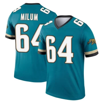 Men's Jacksonville Jaguars ＃64 Wyatt Milum Teal Legend Prowler Throwback Jersey