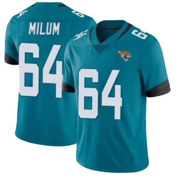Men's Jacksonville Jaguars ＃64 Wyatt Milum Teal Limited Vapor Untouchable Jersey
