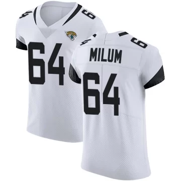 Men's Jacksonville Jaguars ＃64 Wyatt Milum White Elite Vapor Untouchable Road Jersey