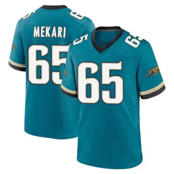 Men's Jacksonville Jaguars ＃65 Patrick Mekari Teal Game Prowler Throwback Jersey
