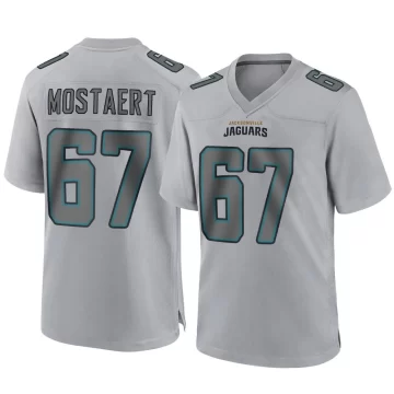 Men's Jacksonville Jaguars ＃67 Eli Mostaert Gray Game Atmosphere Fashion Jersey