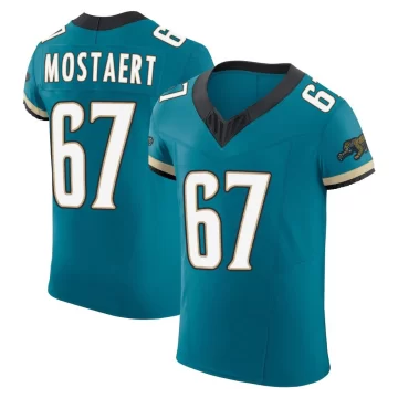 Men's Jacksonville Jaguars ＃67 Eli Mostaert Teal Elite Prowler Throwback Vapor F.U.S.E. Jersey