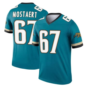 Men's Jacksonville Jaguars ＃67 Eli Mostaert Teal Legend Prowler Throwback Jersey