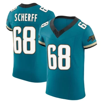 Men's Jacksonville Jaguars ＃68 Brandon Scherff Teal Elite Prowler Throwback Vapor F.U.S.E. Jersey