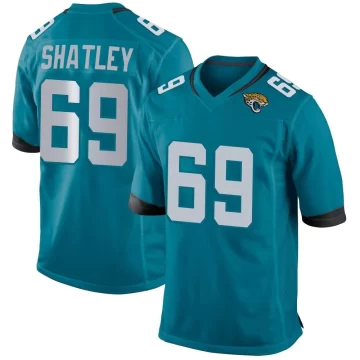 Men's Jacksonville Jaguars ＃69 Tyler Shatley Teal Game Team Color Jersey