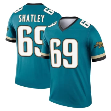 Men's Jacksonville Jaguars ＃69 Tyler Shatley Teal Legend Prowler Throwback Jersey