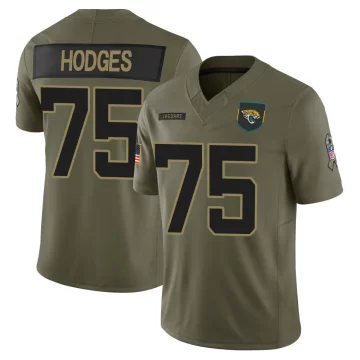 Men's Jacksonville Jaguars ＃75 Cooper Hodges Olive Limited 2025 Salute to Service Jersey