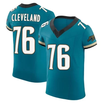 Men's Jacksonville Jaguars ＃76 Ezra Cleveland Teal Elite Prowler Throwback Vapor F.U.S.E. Jersey