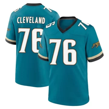 Men's Jacksonville Jaguars ＃76 Ezra Cleveland Teal Game Prowler Throwback Jersey