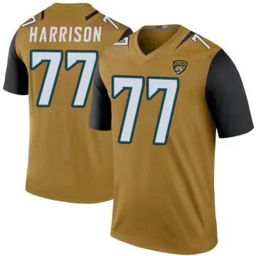 Men's Jacksonville Jaguars ＃77 Anton Harrison Gold Legend Color Rush Bold Jersey