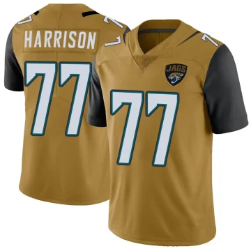 Men's Jacksonville Jaguars ＃77 Anton Harrison Gold Limited Color Rush Vapor Untouchable Jersey