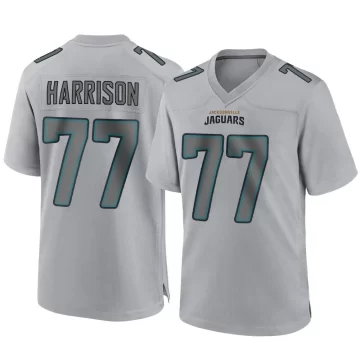 Men's Jacksonville Jaguars ＃77 Anton Harrison Gray Game Atmosphere Fashion Jersey