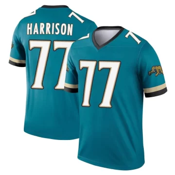 Men's Jacksonville Jaguars ＃77 Anton Harrison Teal Legend Prowler Throwback Jersey