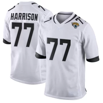 Men's Jacksonville Jaguars ＃77 Anton Harrison White Game Jersey