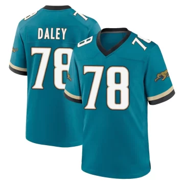 Men's Jacksonville Jaguars ＃78 Dennis Daley Teal Game Prowler Throwback Jersey
