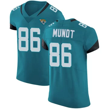 Men's Jacksonville Jaguars ＃86 Johnny Mundt Teal Elite Vapor Untouchable Alternate Jersey