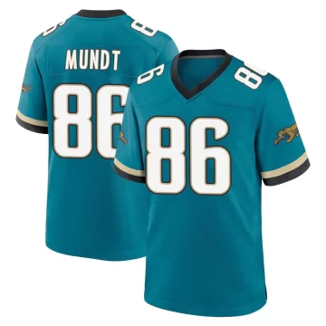 Men's Jacksonville Jaguars ＃86 Johnny Mundt Teal Game Prowler Throwback Jersey
